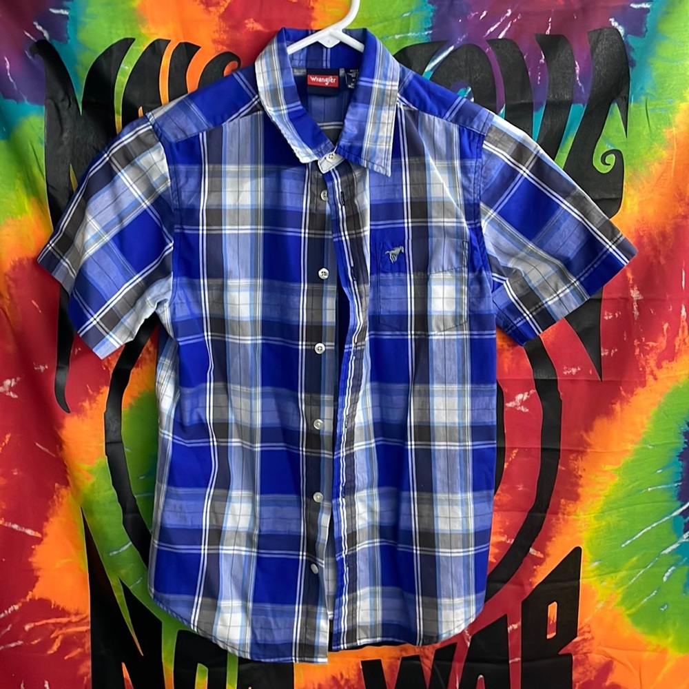 Boys Wrangler Plaid Button Up